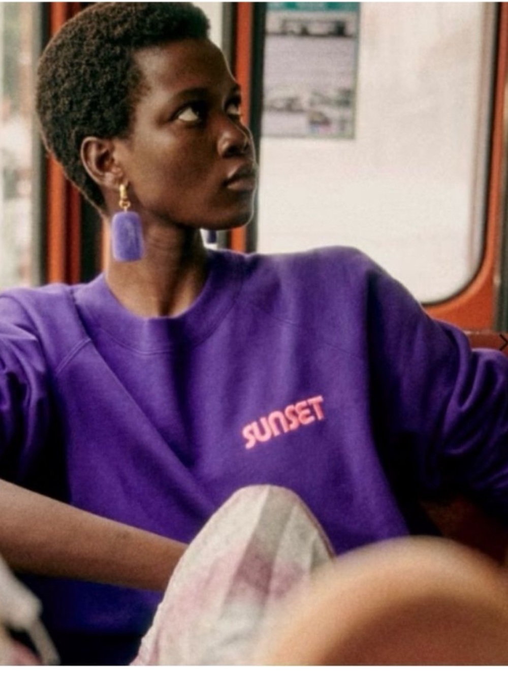 RARE SEZANE Sunset Sweatshirt in Ultra Violet size small